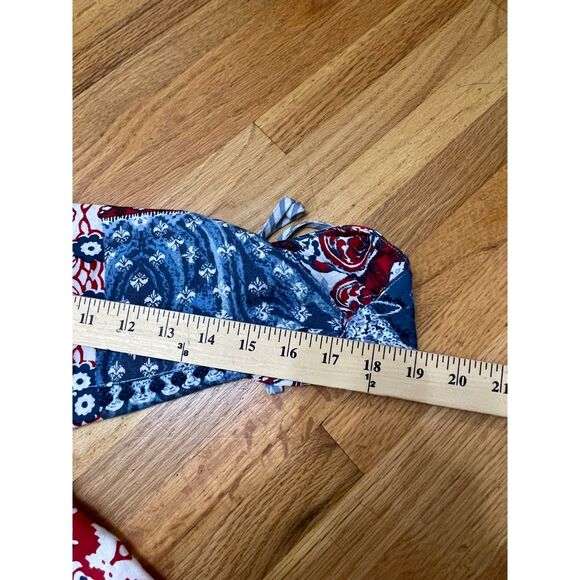 John Mark Women's M Red Button Up Rayon Tunic Shirt Floral Tie Sleeve Bohemian - Picture 8 of 9